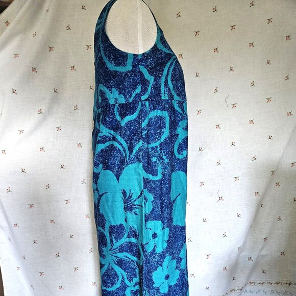 Size L Vintage 1970s Hawaiian Maxi Dress - Picture 7 of 9